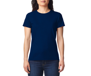 Women's <b>Navy</b> Blue Crew Neck Short Sleeve T-Shirt 100% Cotton Jersey Casual Regular Fit Breathable Solid Color Knitted <b>Top</b> - Product Image 1