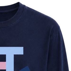 Navy Blue JJ Logo Embroidered Long Sleeve Shirt Crew Neck Lightweight Casual <b>Top</b> with Ribbed Cuffs for Team and Everyday Apparel - Product Image 5