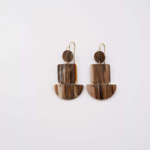 Modern Style Horn <b>Earrings</b> with Tribal Pattern Handcrafted Eco-Friendly Natural Shape - Product Image 3