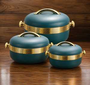 Luxury Insulated Casserole <b>Set</b> with Golden Handles Premium Hot Pot <b>Serving</b> Bowls Modern Kitchenware <b>Set</b> 3 - Product Image 1
