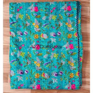 Juego de Edredón Reversible de Algodón Orgánico con Patrón Kantha Hecho a Mano, Transpirable para Todas las Estaciones, Ecológico, Diseño Vintage, para Hogar y Hotel - Product Image 5