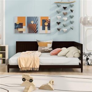 "Modern Full-Size Espresso Wood Daybed/<b>Sofa</b> <b>Bed</b> with Fabric Upholstery & <b>Inflatable</b> Option" - Product Image 2