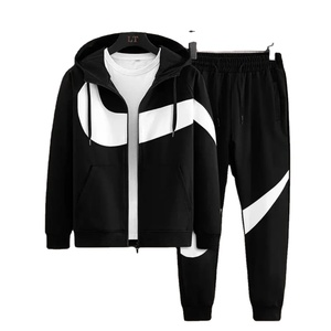 Ensemble de survêtement pour homme en nylon et coton, respirant, séchage rapide, coupe classique, manches longues, fermeture éclair, sweat-shirt de sport, ensemble de jogging décontracté - Product Image 3