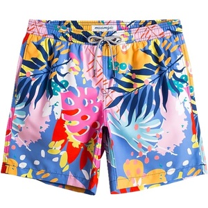 Shorts de bain pour hommes en polyester tissé avec bordure contrastante, imprimé AOP, élastique en nylon, séchage rapide, décontracté, fournisseur du Bangladesh - Product Image 6