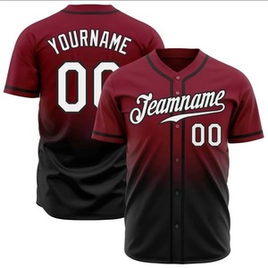Maillot de baseball personnalisé unisexe, imprimé par transfert thermique, 100% polyester, respirant, anti-humidité, manches courtes, nom de l'équipe sur le devant - Product Image 1