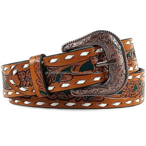 Ceinture en cuir occidental pour homme et femme, design élégant de sculpture et de tressage à la main, ceinture de cow-boy en cuir travaillé - Product Image 2