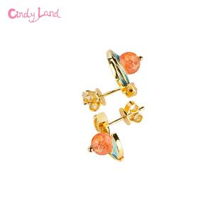 CL ต่างหูสตั๊ดมังกรเงิน925คลาสสิกลูกปัดคริสตัลสตรอเบอร์รี่สีทองเครื่องประดับชุบทองสำหรับงานเลี้ยงวันครบรอบ - Product Image 3