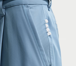 Pantalon habillé plissé bleu clair pour homme, taille haute, braguette boutonnée, infroissable, en polyester mi-lourd, style printemps - Product Image 5