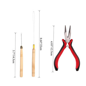 500 Pièces Kits d'Outils Professionnels pour Extensions de Cheveux, Pinces de Pose Marron, Crochets de Traction, Anneaux Micro en Silicone, Dispositif à Perles - Product Image 4
