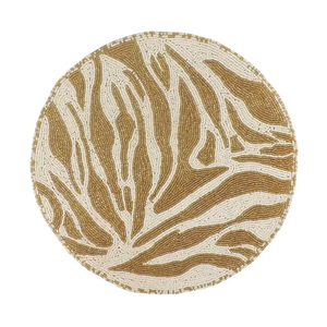 Ensemble de sets de table perlés élégants en verre argenté, épaisseur 5 mm, motif rayures de tigre, napperons et sous-plats de qualité supérieure - Product Image 1