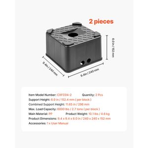 Blocchi di livellamento per camper per impieghi gravosi, Altezza 6 pollici, Cunei di supporto per rimorchio, Capacità 6000 libbre, Sgabello di accesso per camper, Cuneo di supporto per camper, Altezza 6 pollici - Product Image 3