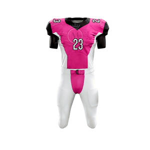 Conjunto de Uniforme de Fútbol Americano para Hombre, Rosa, Blanco y Negro, Sublimado, Cuello en V, Manga Corta, Jersey Ajustado de Malla Transpirable, Pantalones - Product Image 3