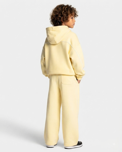 Sweat à capuche pour garçon jaune citron avec logo contrastant, sweat-shirt décontracté surdimensionné pour garçon, sweat à capuche en polaire premium pour garçon - Product Image 4
