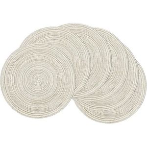 Set di 6 tovagliette circolari intrecciate color avorio da 15 pollici, lavabili, per cucina e sala da pranzo, tovagliette decorative a colori misti - Product Image 3