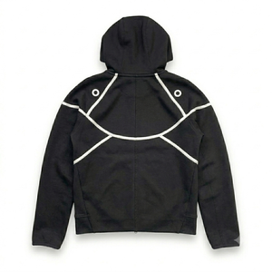 Ensemble de survêtement sportif personnalisé pour homme, sweat à capuche noir et pantalon avec rayures blanches, collection automne - Product Image 3