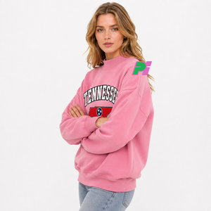 Sudadera rosa de cuello alto con letras TENNESSEE y aplique de mapa, sudadera gruesa de cuello alto para invierno - Product Image 3