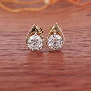 14K Yellow Gold Lab Grown Diamond <b>Stud</b> <b>Earrings</b> 2.46 CT Round Brilliant Diamond Teardrop <b>Earrings</b>, Luxury Fine Jewelry <b>for</b> <b>Women</b> - Product Image 6