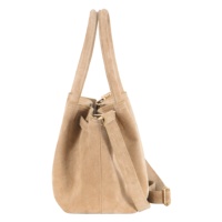 Tas Kulit Asli Custom Sparkle Finish Warna Beige Bahan Suede Sapi Label Pribadi OEM/ODM Grosir Gaya Pesta Fashion