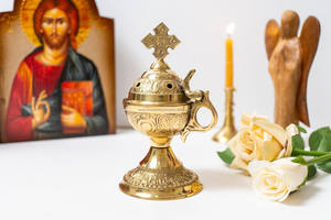 ชุดเต็มของเตาเผาเครื่องหอมอินเดียทำมือ-เตาเผาน้ำหอมไม้จันทน์หอมทองเหลืองสำหรับฤดูใบไม้ร่วง - Product Image 6