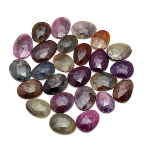 Meilleure qualité Multi Saphir Facettes Rose Cut Cristal Naturel Anneaux de pierres précieuses Forme ovale Dos plat Pour une utilisation dans la fabrication de bijoux - Product Image 2