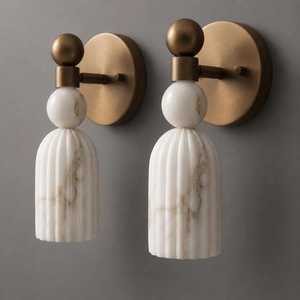 Applique murale moderne en marbre avec support en laiton, décoration intérieure pour salle de bain, design rond - Product Image 2
