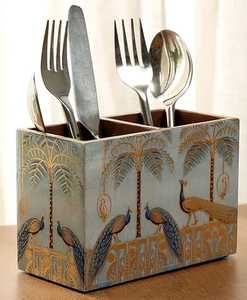 Luxury <b>items</b> Wooden Cutlery Holder <b>For</b> Spoons Forks Knives Multi-Compartment Desk Organizer Box Home <b>Kitchen</b> <b>Decor</b> Display - Product Image 1