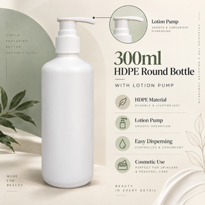 Flacon pompe pour lotion en HDPE de 300 ml pour soins de la peau |   Emballage cosmétique pour lotion, shampoing, gel douche, produits de soin personnel et de beauté - Product Image 5