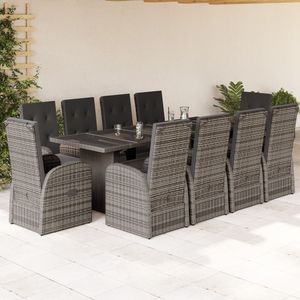 Ensemble de salle à manger de jardin en rotin PE gris résistant aux UV pour 10 personnes, matériaux résistants aux intempéries - Product Image 1