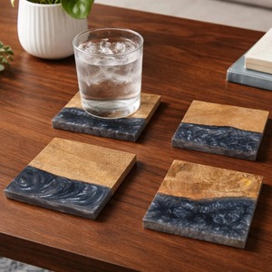 Elegant Decorative Resin Coaster Set For Restaurant <b>Bar</b> Home Kitchen And Contemporary <b>Table</b> Styling - Product Image 4