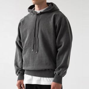 Vente en gros 400gsm 100% coton pull à capuche pour hommes personnalisé Pigment teint lavé noir polaire hommes sweats - Product Image 1