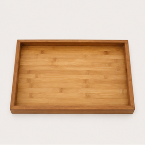 Bandeja de servir rectangular de bambú natural ecológica personalizada al por mayor, bandeja de madera minimalista para té, café y desayuno en la cama - Product Image 3