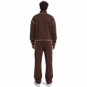 <b>Men's</b> Customized Colors Full Zip <b>Turtle</b> <b>Neck</b> Heavy Weight Chenille Embroidery Solid 380 GSM Winter Wear Drawstring Waist Jogger - Product Image 2