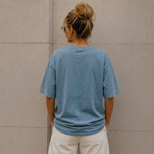 T-shirt ample à col rond et épaules tombantes pour femme, 100 % coton, imprimé, décontracté, respirant, extensible dans les 4 sens, streetwear, 180 g - Product Image 5