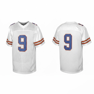 Camiseta de Fútbol Americano Blanca con Cuello en V, Manga Corta, Malla Transpirable, Estampado Sublimado, Número 9, para Hombre Adulto, Corte Regular - Product Image 1
