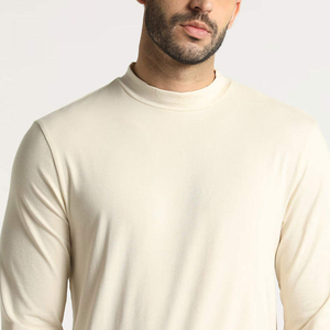<b>Top</b> quality Men's White <b>Long</b> <b>Sleeve</b> O-Neck Knitted Casual T-Shirt Regular Fit Solid Color 100% Cotton Blank Design - Product Image 6