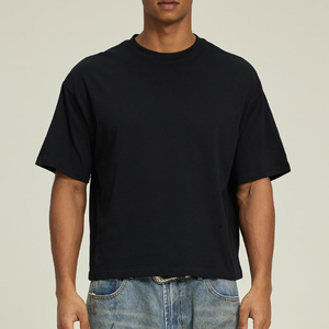 High Quality Cropped <b>Boxy</b> Fit Men's Casual Oversized <b>T</b> <b>Shirt</b> Wholesale Designer Logo Trendy Men <b>T</b> <b>Shirts</b> For Sale - Product Image 4
