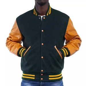 Custom Logo Geometric Patchwork College Letterman Hooded Varsity <b>Jacket</b> <b>Men</b> High Quality Wool 100% Cotton Stand Collar Zipper - Product Image 1
