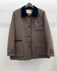 [BFM_SHINEME] Veste texturée à col en velours contrastant - Product Image 1