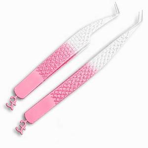 แหนบตัดขนตาสแตนเลสสีชมพู Morje Surgical พร้อมปลายที่แม่นยำและด้ามจับแบบหยักเพื่อการใช้งานที่ง่ายดาย - Product Image 1