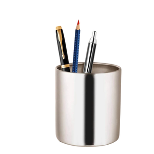 Newly Design Iron Metal Pen Holder Round Shape Silver Finished Pen Pencil Stand Stylish Desk Organizer Pen Holder - Product Image 1