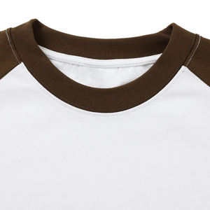 Camiseta Raglán de Algodón 100% de Alta Calidad al por Mayor, Color Block, para Hombre y Mujer, con Impresión de Logotipo Personalizado, Manga Larga, Estilo Universitario - Product Image 5
