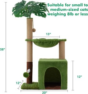 Arbre à chat multifonctionnel 2-en-1 pour chats d'intérieur, avec griffoir confortable, trou pour souris, balle en peluche et grand hamac - Product Image 2