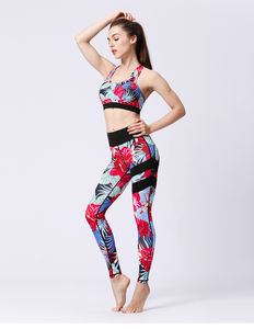 Ensemble de vêtements de yoga 2 pièces réversible à carreaux, respirant, écologique, vêtements de sport actifs, tenue de fitness, taille élastique - Product Image 5