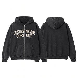 เสื้อฮู้ดผ้าฝ้ายฟลีซ 100% สำหรับฤดูหนาว ปักลายแบบวินเทจ ลุคทำเก่า  สำหรับผู้ชายและผู้หญิง - Product Image 1
