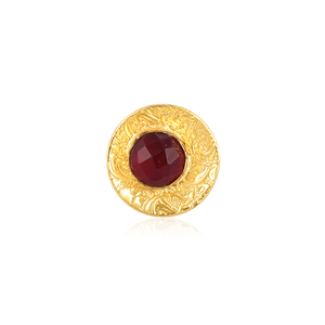 Stylish Gold Plated Hydro Brass Round Gemstone <b>Ring</b> with Collet Setting for <b>Women</b> - Product Image 1