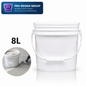 8L Plastic Adhesive Bucket with Handle and Flat Lid for Construction Use - Product Image 1