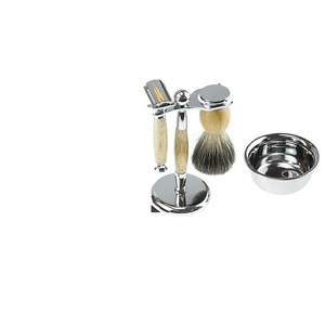 Kit de rasoir de sécurité Prestige à lame unique, brosse à raser en poils de blaireau pur, manche en bois, pour le visage/le corps/le maillot, support de rasage inclus - Product Image 5