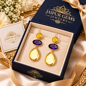 Pendientes de Plata de Ley con Gotas de Oro Amarillo y Morado, Joyería Colgante Multicolor, Estilo Vintage, para Invitadas de Boda - Product Image 5