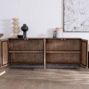 Aparador Vandana Crystal Harmony de madera maciza de mango con líneas limpias y 4 puertas - Product Image 2