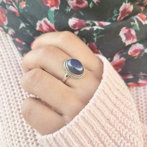 Bague en pierre précieuse Lapis Lazuli, argent sterling 925, pierre bleue royale, cadeau d'anniversaire de mariage, bague en argent, bijoux - Product Image 4